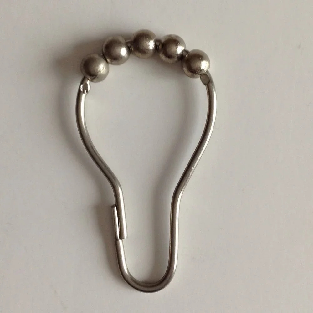 Shower Curtain Hooks Silver Roller Ball Rings Pack of 12 Bathroom Accessories